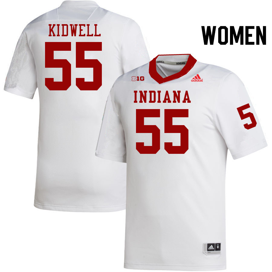 Women #55 Nick Kidwell Indiana Hoosiers College Football Jerseys Stitched-White